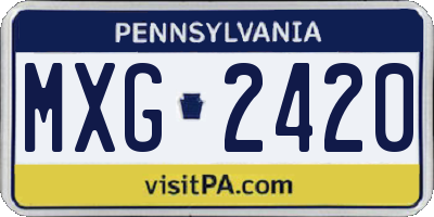 PA license plate MXG2420
