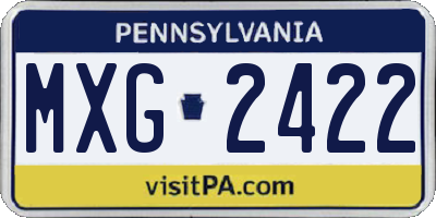 PA license plate MXG2422