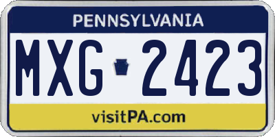 PA license plate MXG2423