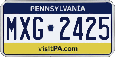 PA license plate MXG2425