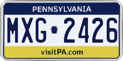 PA license plate MXG2426