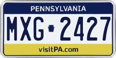 PA license plate MXG2427