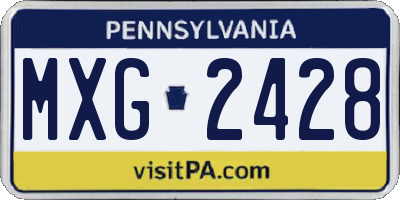 PA license plate MXG2428