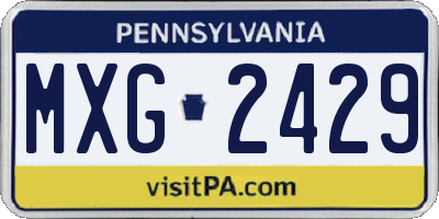 PA license plate MXG2429