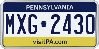 PA license plate MXG2430