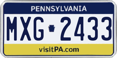 PA license plate MXG2433