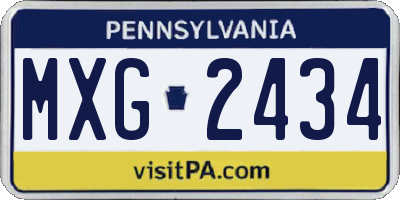 PA license plate MXG2434