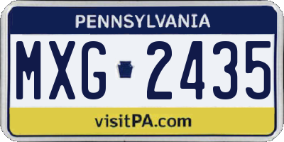 PA license plate MXG2435