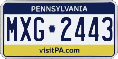 PA license plate MXG2443