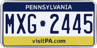 PA license plate MXG2445
