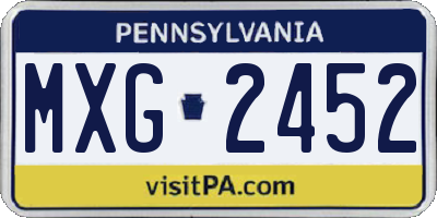 PA license plate MXG2452