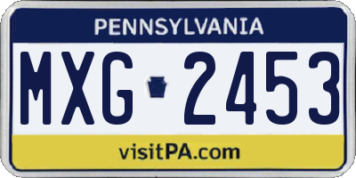 PA license plate MXG2453