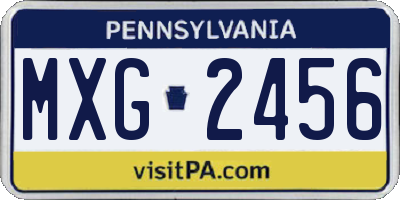PA license plate MXG2456