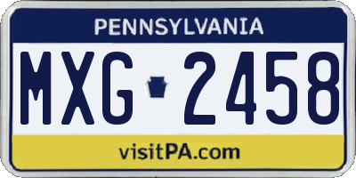 PA license plate MXG2458