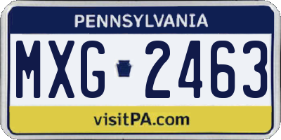 PA license plate MXG2463