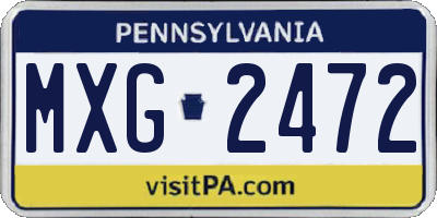 PA license plate MXG2472