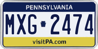 PA license plate MXG2474