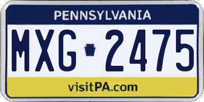 PA license plate MXG2475