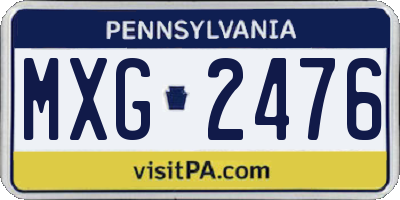 PA license plate MXG2476