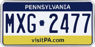 PA license plate MXG2477