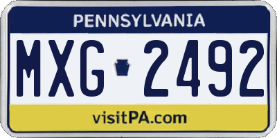 PA license plate MXG2492