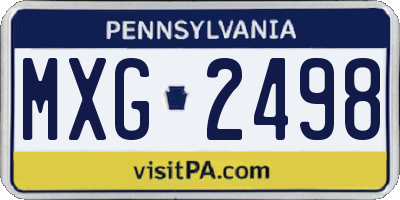 PA license plate MXG2498