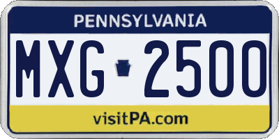 PA license plate MXG2500