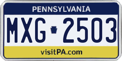 PA license plate MXG2503
