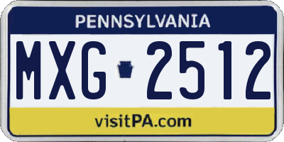 PA license plate MXG2512