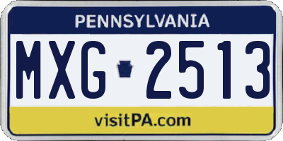 PA license plate MXG2513