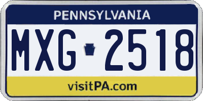 PA license plate MXG2518