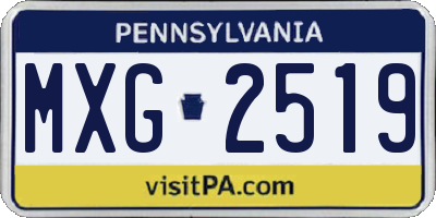 PA license plate MXG2519