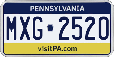 PA license plate MXG2520