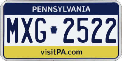 PA license plate MXG2522