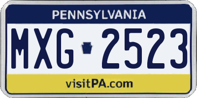 PA license plate MXG2523