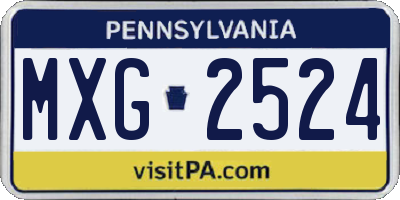 PA license plate MXG2524
