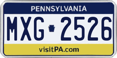 PA license plate MXG2526