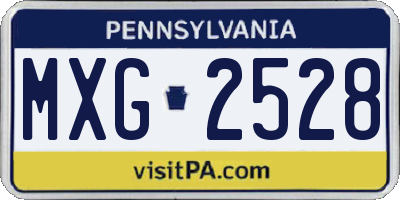 PA license plate MXG2528