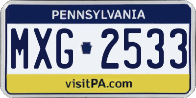 PA license plate MXG2533