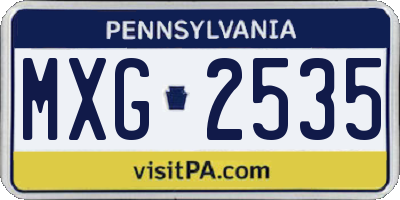 PA license plate MXG2535
