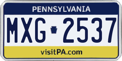 PA license plate MXG2537