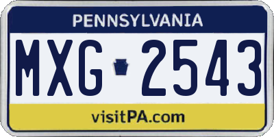 PA license plate MXG2543