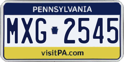 PA license plate MXG2545
