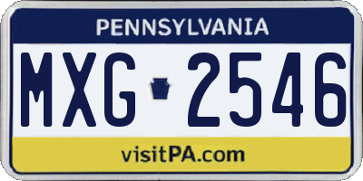 PA license plate MXG2546