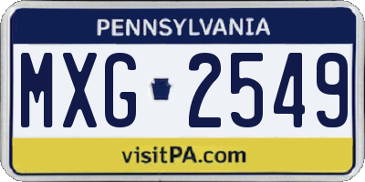 PA license plate MXG2549