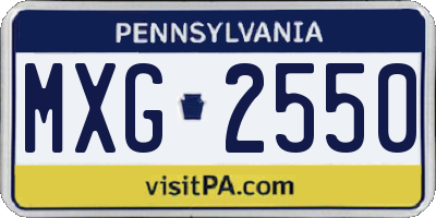 PA license plate MXG2550