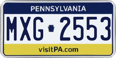 PA license plate MXG2553