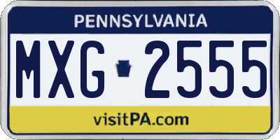 PA license plate MXG2555
