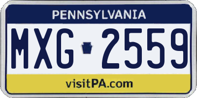 PA license plate MXG2559