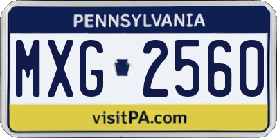 PA license plate MXG2560